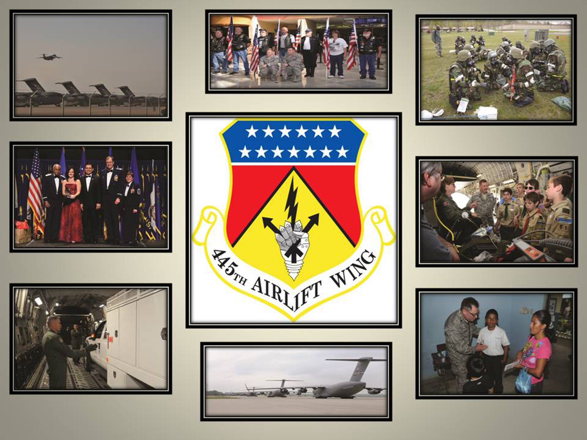 WRIGHT-PATTERSON AIR FORCE BASE, Ohio - The year 2012 was filled with a variety of activities for the 445th Airlift Wing; Operational Readiness Inspection preparations, hosting various visitors, Annual Awards Banquet and deployments. (Graphic by Stacy Vaughn)