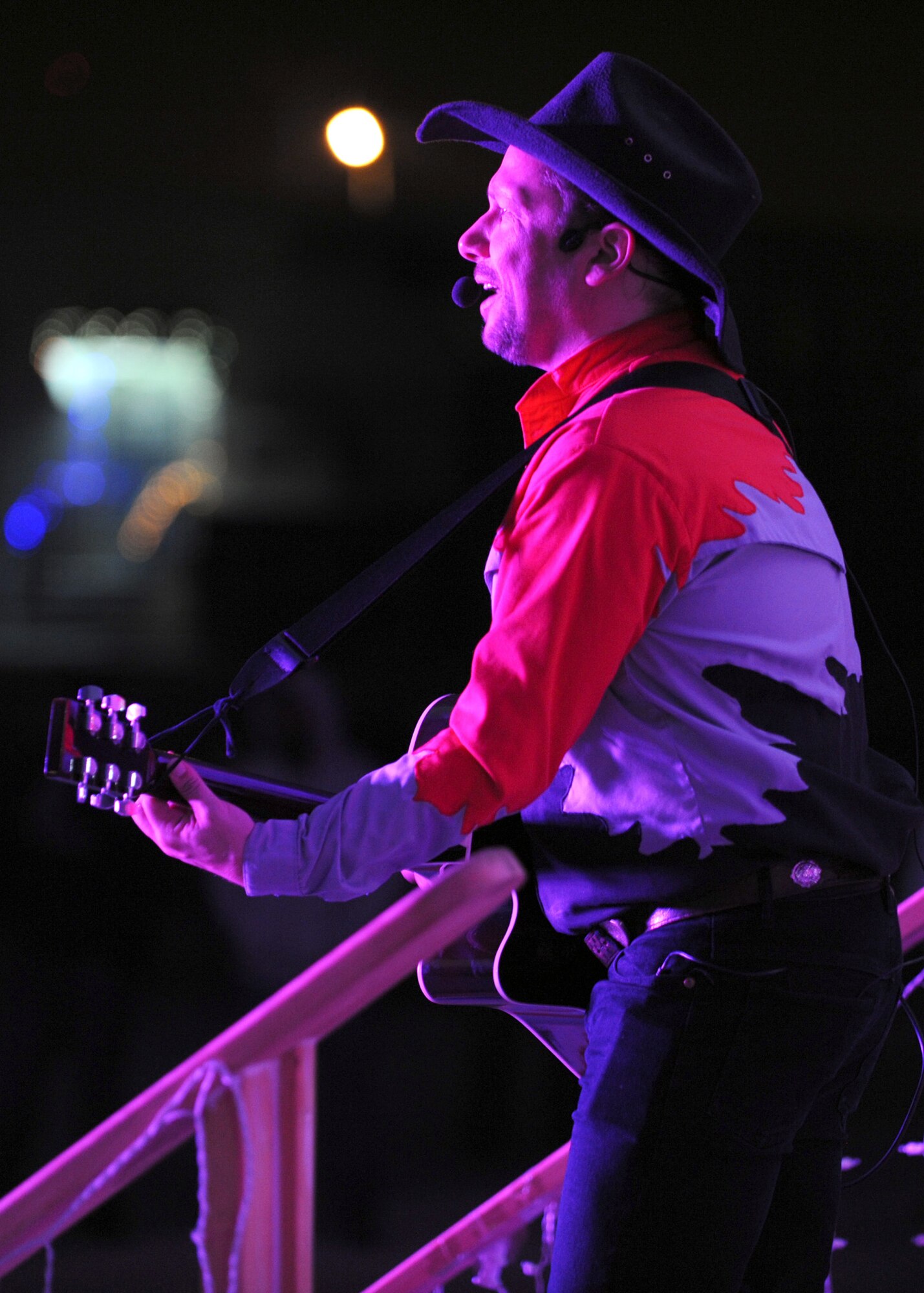 SOUTHWEST ASIA – A Garth Brooks cover band performed for U.S. and coalition forces at a New Year’s Eve celebration here. Other cover bands featured music by Katie Perry, Lady Gaga and Bon Jovi. (U.S. Air Force photo/Senior Airman Joel Mease)