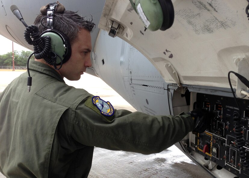 Tech. Sgt. Mark Graveline performs an operational check on a C-17 Globemaster III aircraft fuel control panel Jan. 1, 2013.  Flying crew chiefs are specially trained maintenance personnel who attend a six-week maintenance special operations course in addition to the hundreds of hours of training it takes to become 7-level aircraft maintainer. Graveline is the 315th Aircraft Maintenance Squadron flying crew chief, Joint Base Pearl Harbor-Hickam, Hawaii (U.S. Air Force Photo/Lt. Col. Bill Walsh)