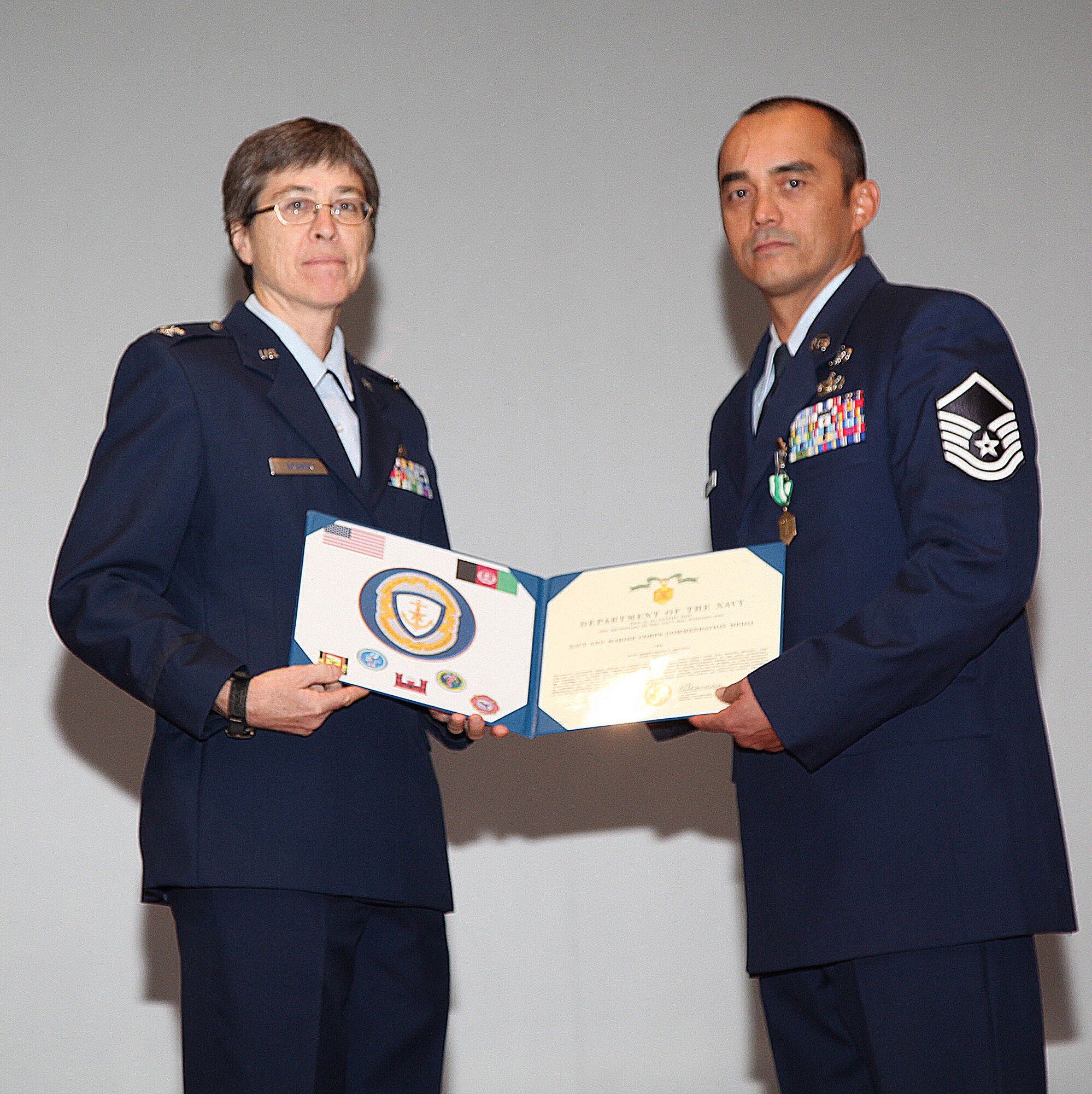 940th Wing Reservist is recognized during the Mission Support Group Commander’s Call. 