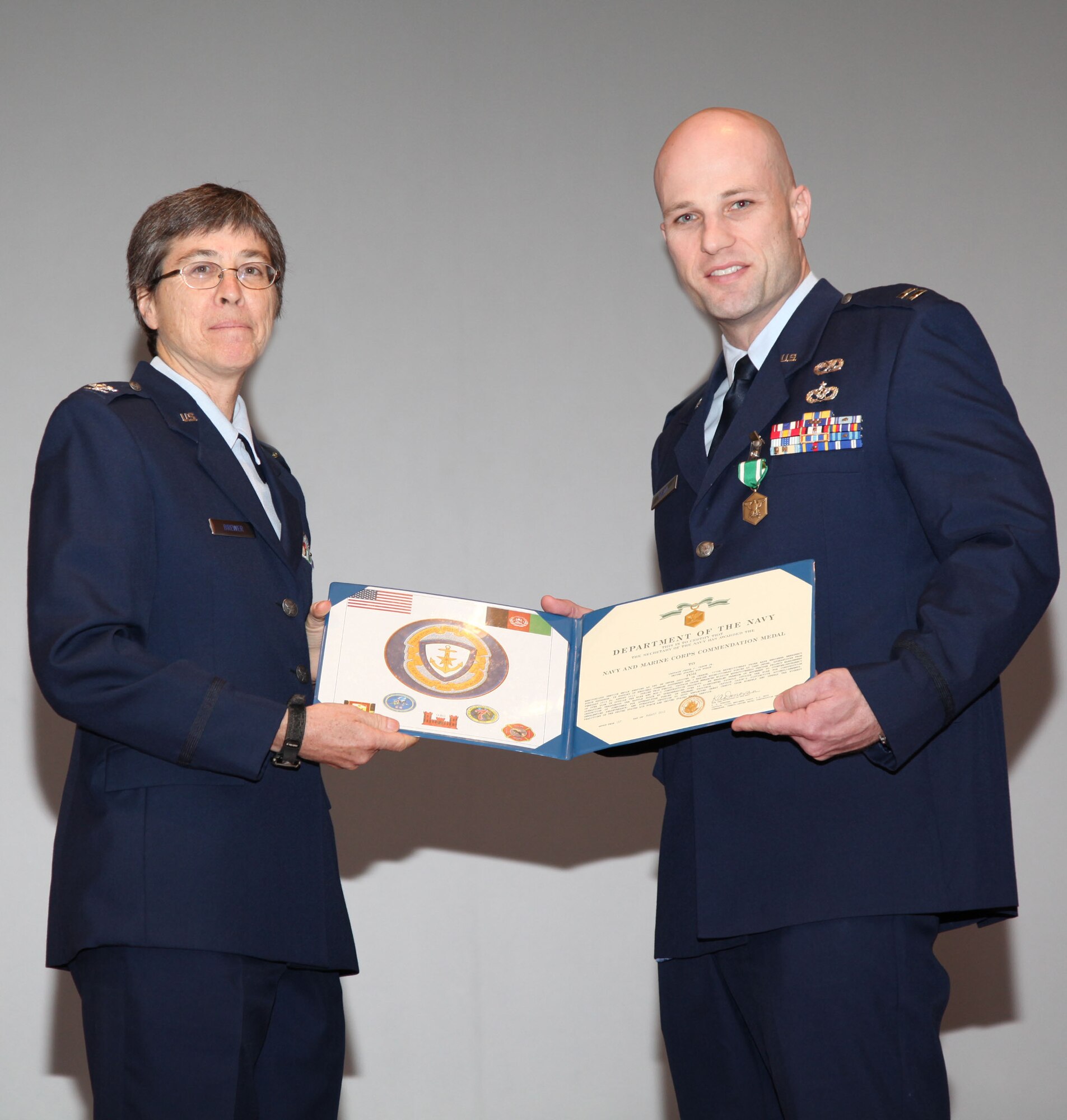 940th Wing Reservists, Capt. Jesse Cason, is recognized during the Mission Support Group Commander’s Call. 