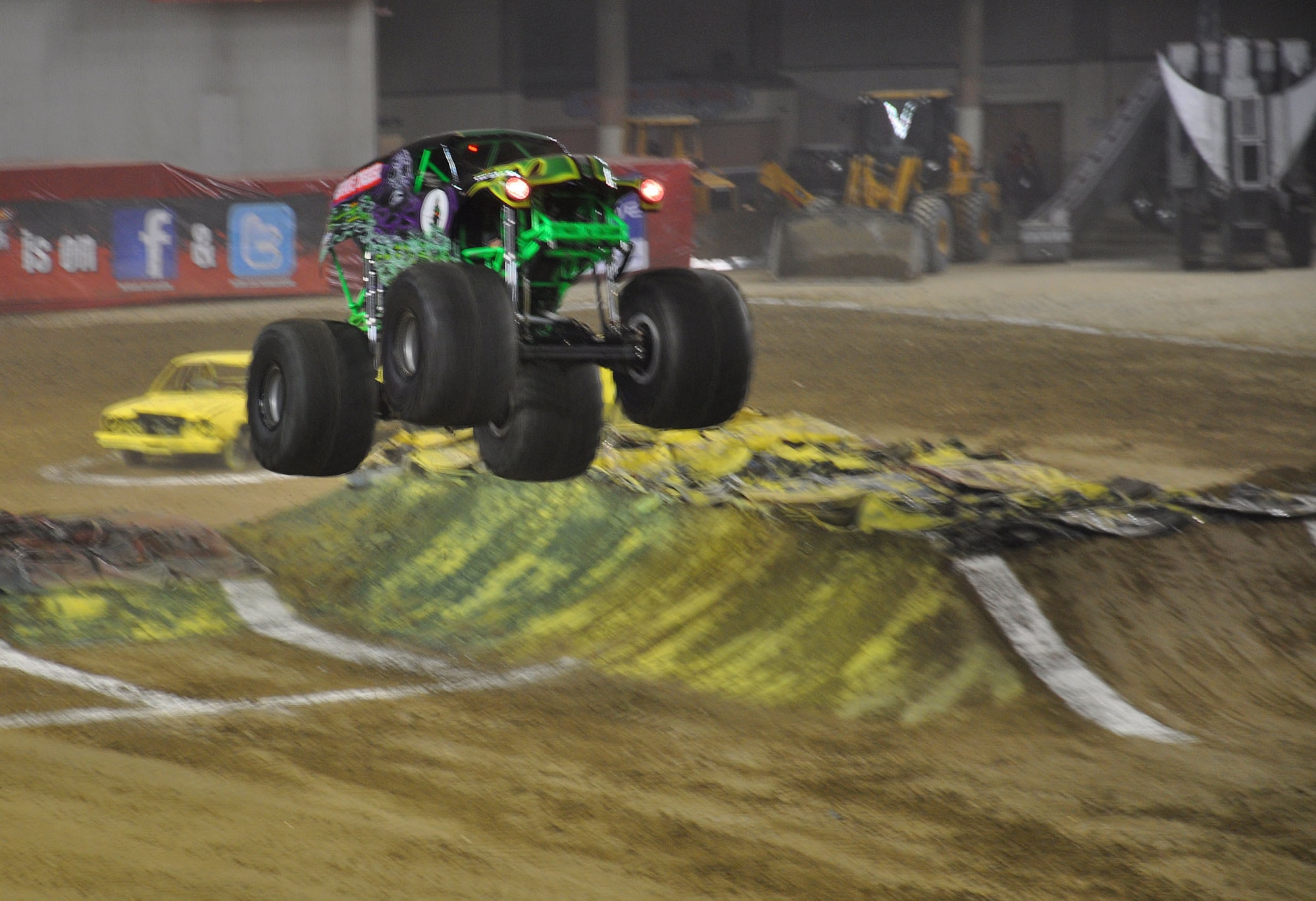 Grave Digger starts the show at Monster Jam at the Tacoma Dome Jan. 5, 2013. Grave Digger celebrated its 30th anniversary as a monster truck in 2012. (U.S. Air Force Photo/Airman 1st Class Madelyn McCullough)