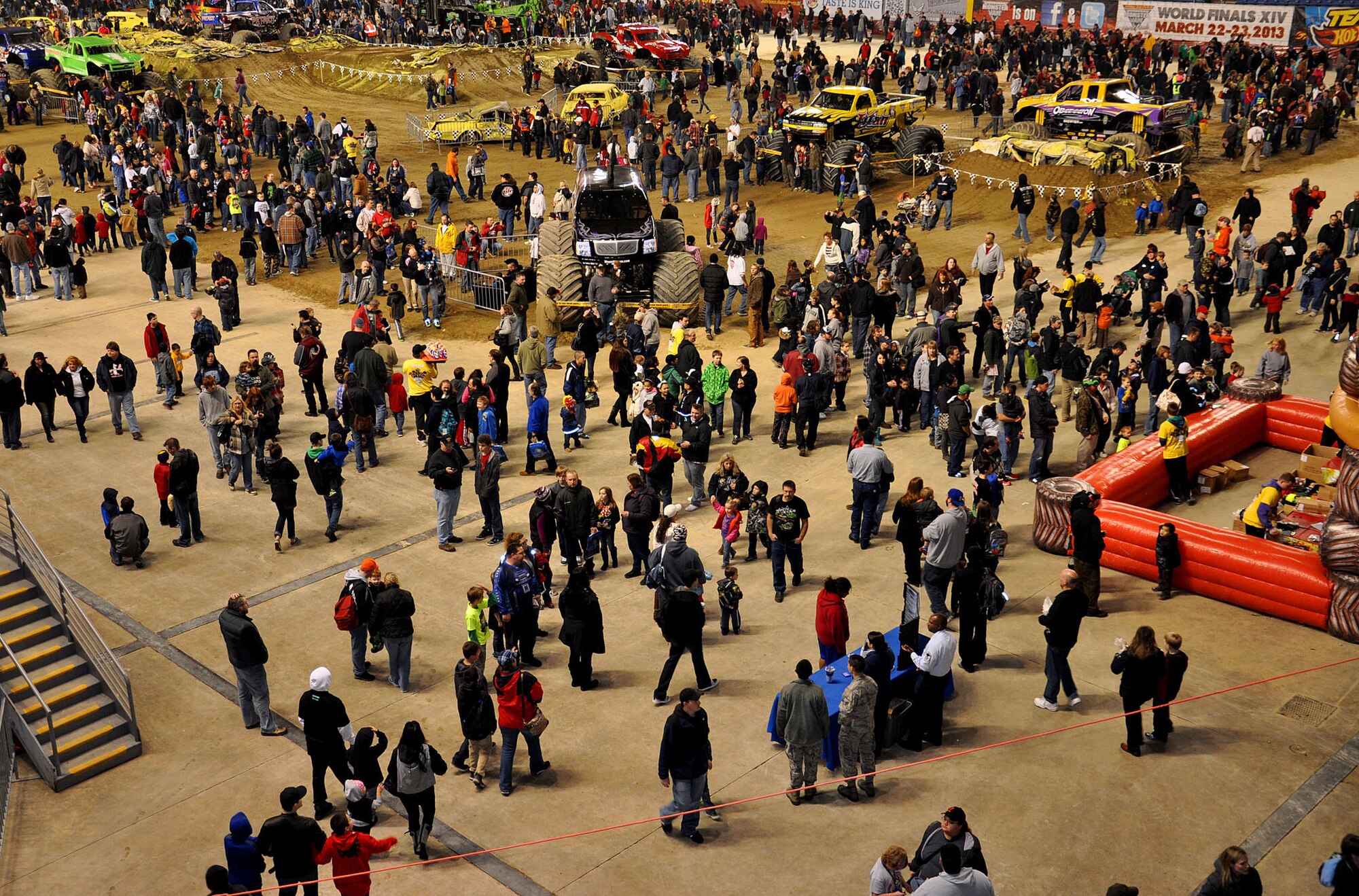 The Air Force Reserve recruiters have a table set up amongst the Monster Jam crowd at the Tacoma Dome Jan. 5, 2013.  This is the third year in a row the Air Force Reserve has sponsored Monster Jam. (U.S. Air Force Photo/Airman 1st Class Madelyn McCullough)