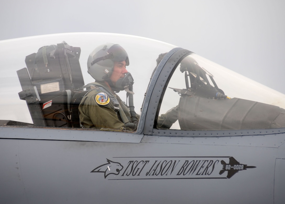 120th Fighter Wing Detachment 1 Commander Lt. Col. James Bong prepares his Montana Air National Guard F-15 Eagle for flight prior to a training mission flown from Joint Base Pearl Harbor-Hickam on Dec. 5, 2012.  National Guard photo by Senior Master Sgt. Eric Peterson.