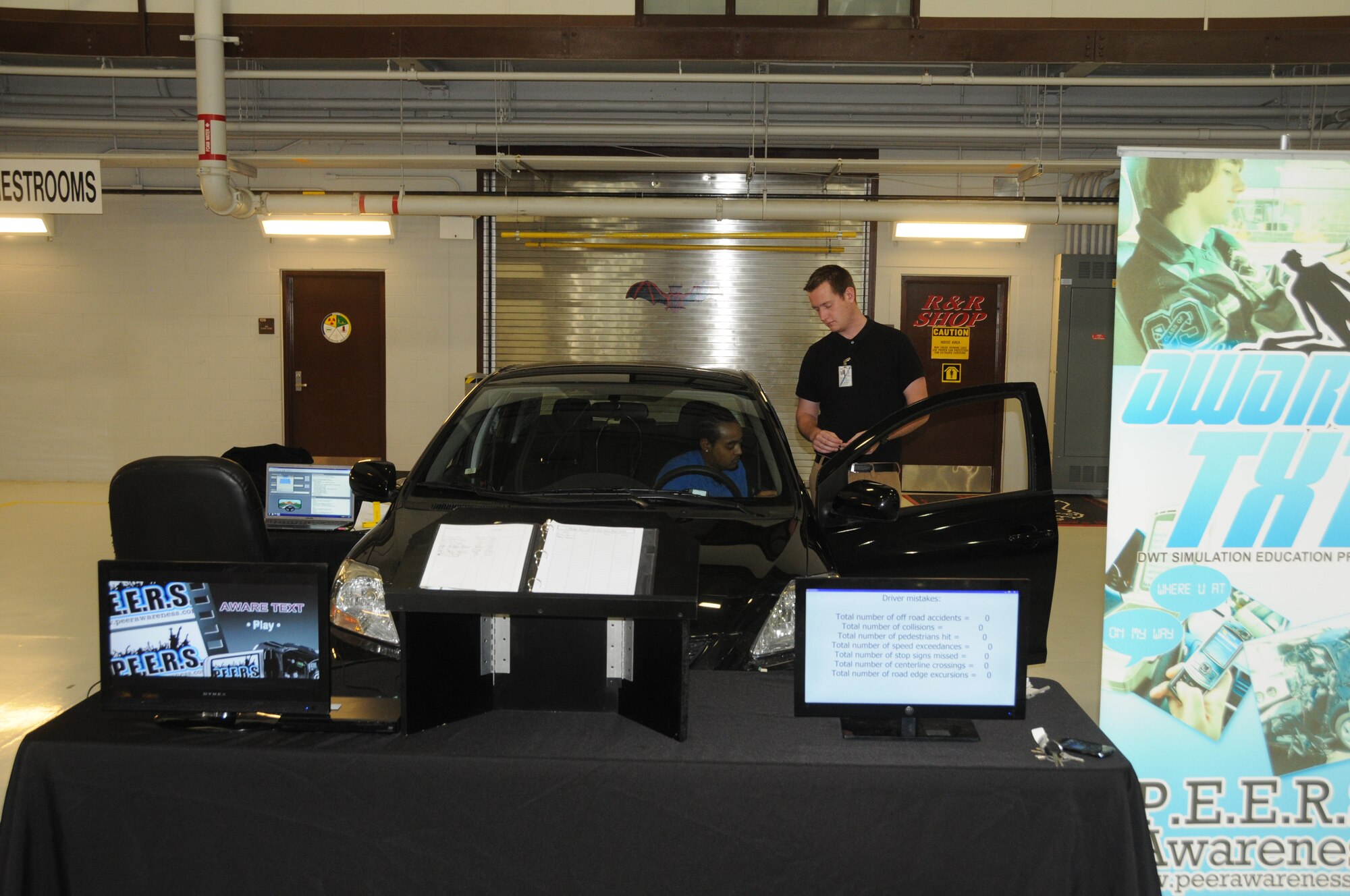Members at the 185th Air Refueling Wing (ARW) in Sioux City, Iowa take the opportunity to test their skills at texting and driving. The PEERS Foundation, a nonprofit organization that focuses on helping young men and women make healthy decisions, brought in a driving simulator to highlight the dangers of texting while driving.

Official Photo by: TSGT Oscar Sanchez
