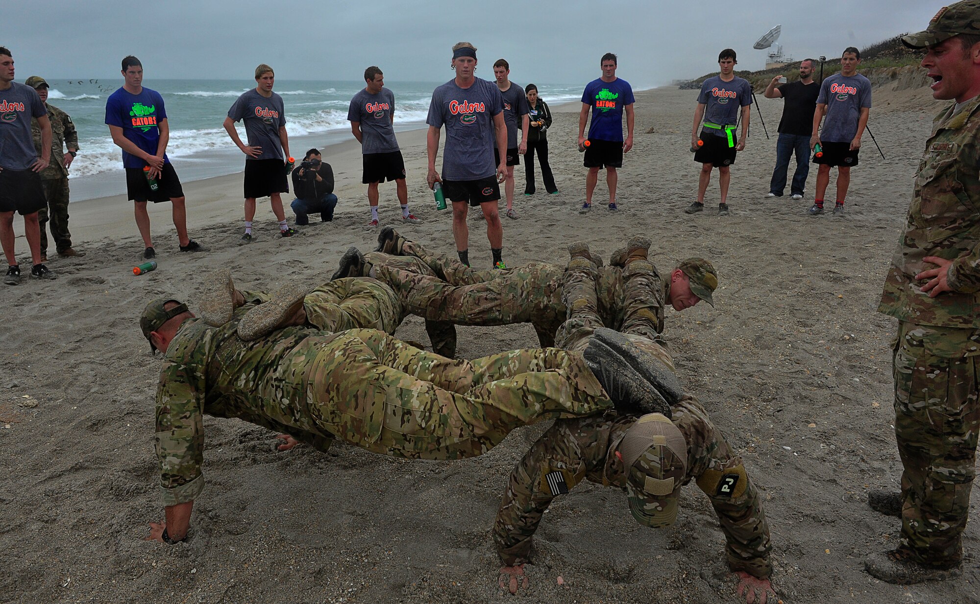 The 920th Rescue Wing hosted 38 members of the University of Florida's swim team at Patrick Air Force Base Fla., 4 January 2013.  The 920th RQW Guardian Angles perform combat search and rescue as its primary mission, but also supports civilian search and rescue, humanitarian relief and safety, and security during all Space Coast rocket launches.  (U.S. Air Force photo/ Staff Sgt. Stephany D. Richards)(released)