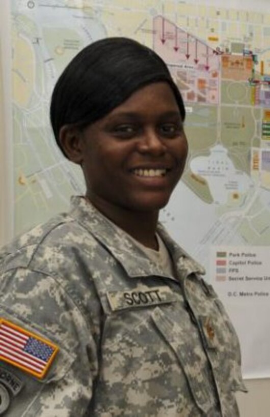 For many service members, serving in any capacity during a presidential inauguration is an opportunity that may only come once during their career. For U.S. Army Maj. Clarisse Scott, originally from Elliott, S.C., that opportunity has become a reality. (U.S. Air Force photo by Staff Sgt. Wesley Farnsworth/Released)