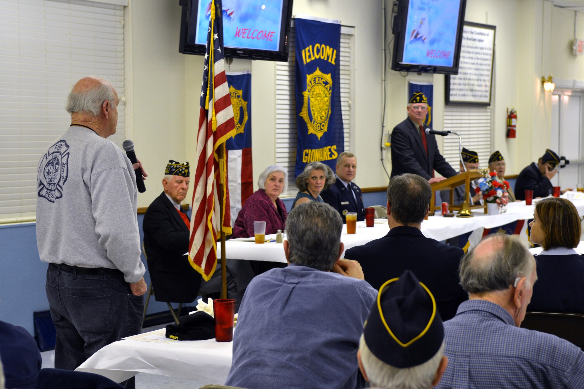 An American Legion member speaks on his thoughts and ideas for the organization, Sumter, S.C., Jan. 7, 2013. American Legion Post 15 has more than 800 members. (U.S. Air Force photo by Airman 1st Class Ashley L. Gardner/ Released)

