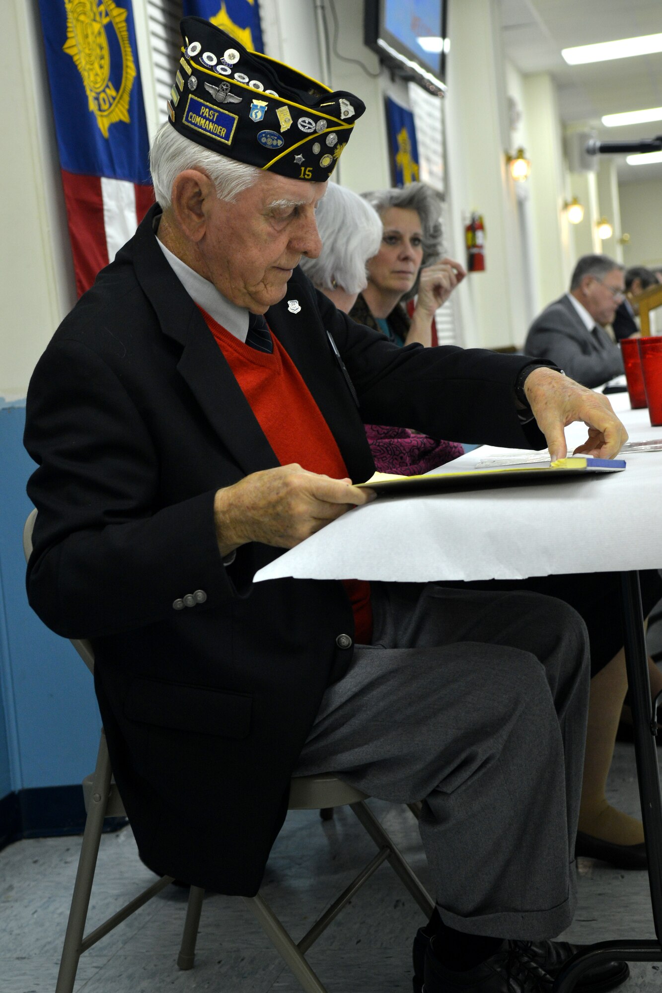 Tony Meyers, American Legion Post 15 program chairman, goes over notes for the week’s meeting, Sumter, S.C., Jan. 7, 2013. There are currently 15,000 American Legion Posts worldwide. (U.S. Air Force photo by Airman 1st Class Ashley L. Gardner/ Released)
