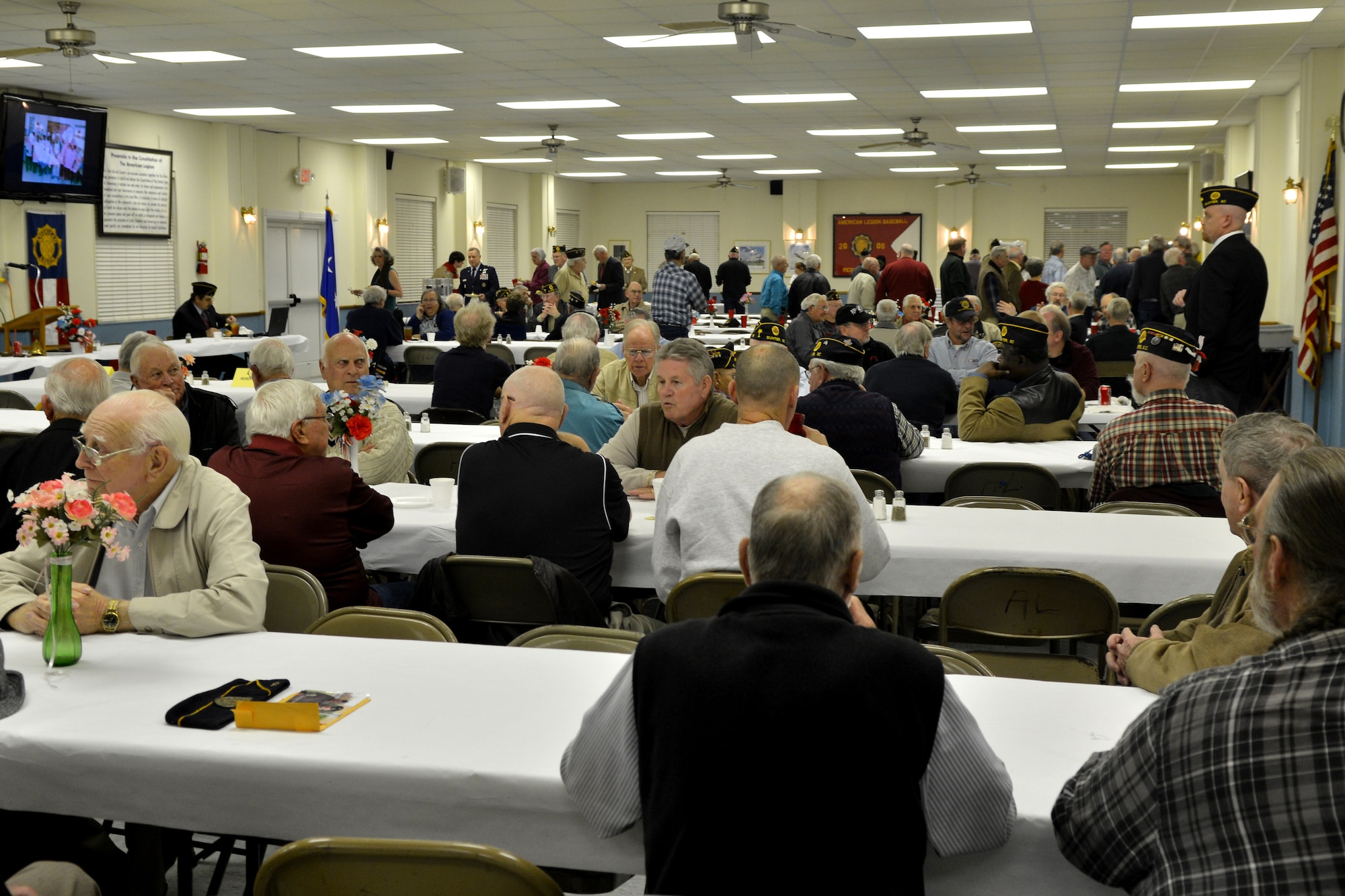 Members of the American Legion all gather for their weekly meeting, Sumter, S.C., Jan. 7, 2013. The American Legion was chartered by Congress in 1919 as a patriotic, 
mutual-help, war-time veterans organization. American Legion Post 15 currently has more than 800 members. (U.S. Air Force photo by Airman 1st Class Ashley L. Gardner/ Released)
