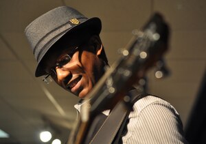 William Ledbetter, 17, recently earned top honors in the Air Force's “You Got Talent” Nell Buckley Performing Arts Series competition, winning first place in the Teen Solo Instrumental Act category at Langley Air Force Base's community center. The son of a U.S. Army lieutenant colonel, William began seriously playing music at age 5, transitioning from piano to guitar as he entered his teens. (U.S. Air Force photo by Senior Airman Jason J. Brown/Released)