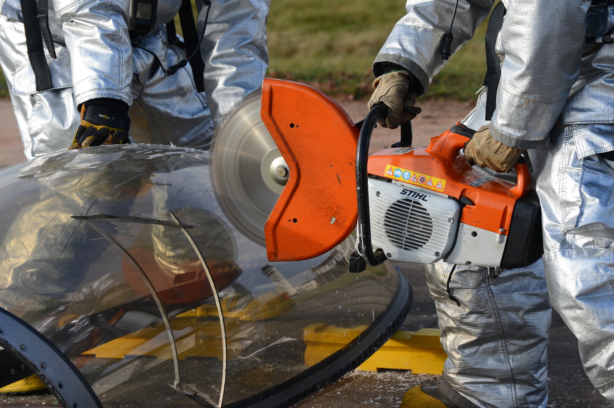 SPANGDAHLEM AIR BASE, Germany –More than 15 firefighters participated in emergency egress training at the Spangdahlem fire station  Jan. 7, 2013, to ensure constant emergency response readiness in support of the 52nd Fighter Wing mission. (U.S. Air Force photo by Airman 1st Class Dillon Davis/Released)