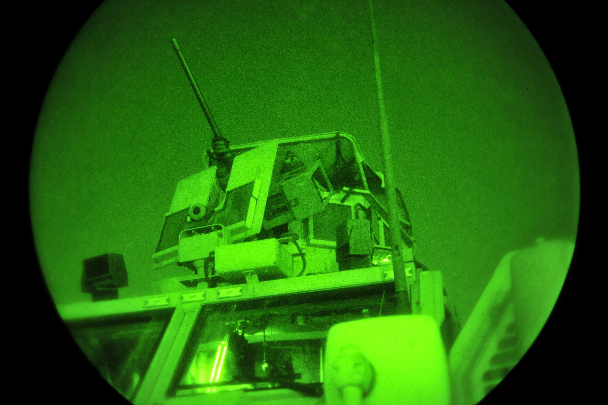 Senior Airman Daniel Briggs, 755th Expeditionary Security Forces Squadron, adjusts his weapon before heading out on an early morning mission at Bagram Airfield, Afghanistan, Jan. 1, 2013.  This group of security forces Airmen operated a mission “outside the wire” providing security during a key leader engagement in the local community. (U.S. Air Force photo/Senior Airman Chris Willis)