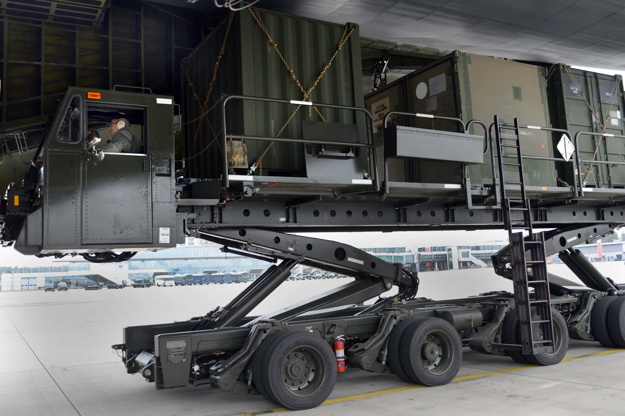Cargo is loaded onto a C-5 Galaxy at Ramstein Air Base, Germany, Jan. 8, 2013. The 86th Airlift Wing provides support to the NATO led coalition that will augment Turkey's air defense capabilities and contribute to the de-escalation of the crisis along the border. (U.S. Air Force photo/Senior Airman Caitlin O’Neil-McKeown)