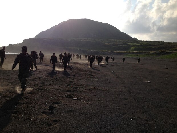 Marines of 3rd Marine Logistics Group, III Marine Expeditionary Force pay a visit to Iwo To, Japan, formerly known as Iwo Jima, during a professional military education visit here Dec. 19.  The 3rd MLG Marines visited the island to show respect for those who lost their lives during the World War II Battle of Iwo Jima and to gain a better understanding of what Marines who fought here experienced.