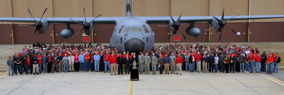 Members of the Warner Robins Air Logistic Complex's C-130 Programmed Depot Maintenance team, recipients of the Robert T. Mason Excellence Award. (U.S. Air Force photo by Tommie Horton)