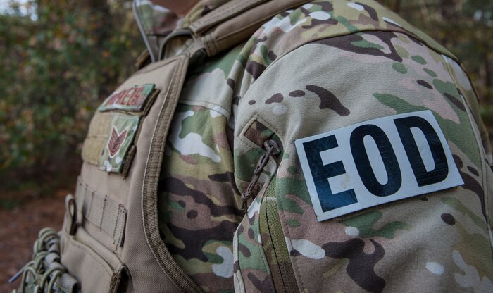 Tech. Sgt. Justin Voorhees, 628th Civil Engineer Squadron explosive ordnance disposal technician, observes a routine training exercise Jan. 8, 2013, at Joint Base Charleston - Air Base, S.C. The training prepares EOD members for the tasks involved with finding explosive devices in remote areas during deployments. (U.S. Air Force photo/Airman 1st Class Ashlee Galloway) 
