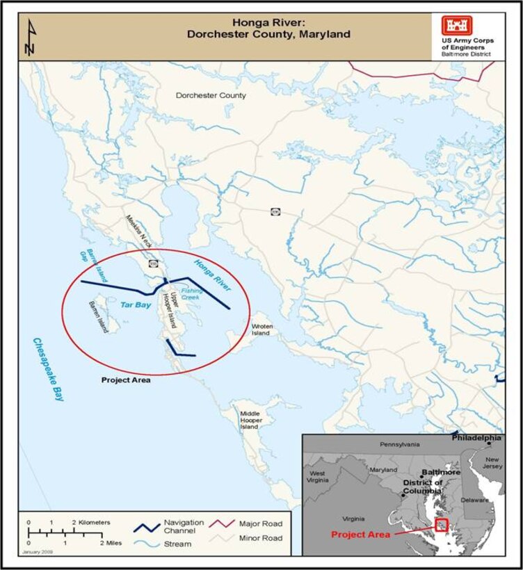 Project site overview for Honga River, Dorchester County, MD