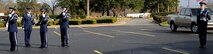 Honor Guardsmen from Barksdale Air Force Base, La., perform a 3-volley salute in honor of retired Senior MSgt. Thomas Steward at Hill Crest Memorial Funeral Home, Bossier City, La., Jan. 10. A tradition which dates back to the European dynastic wars, where fighting ceased to collect the dead, and three shots were fired which signaled the battle could resume. (U.S. Air Force photo/Airman 1st Class Andrew Moua)