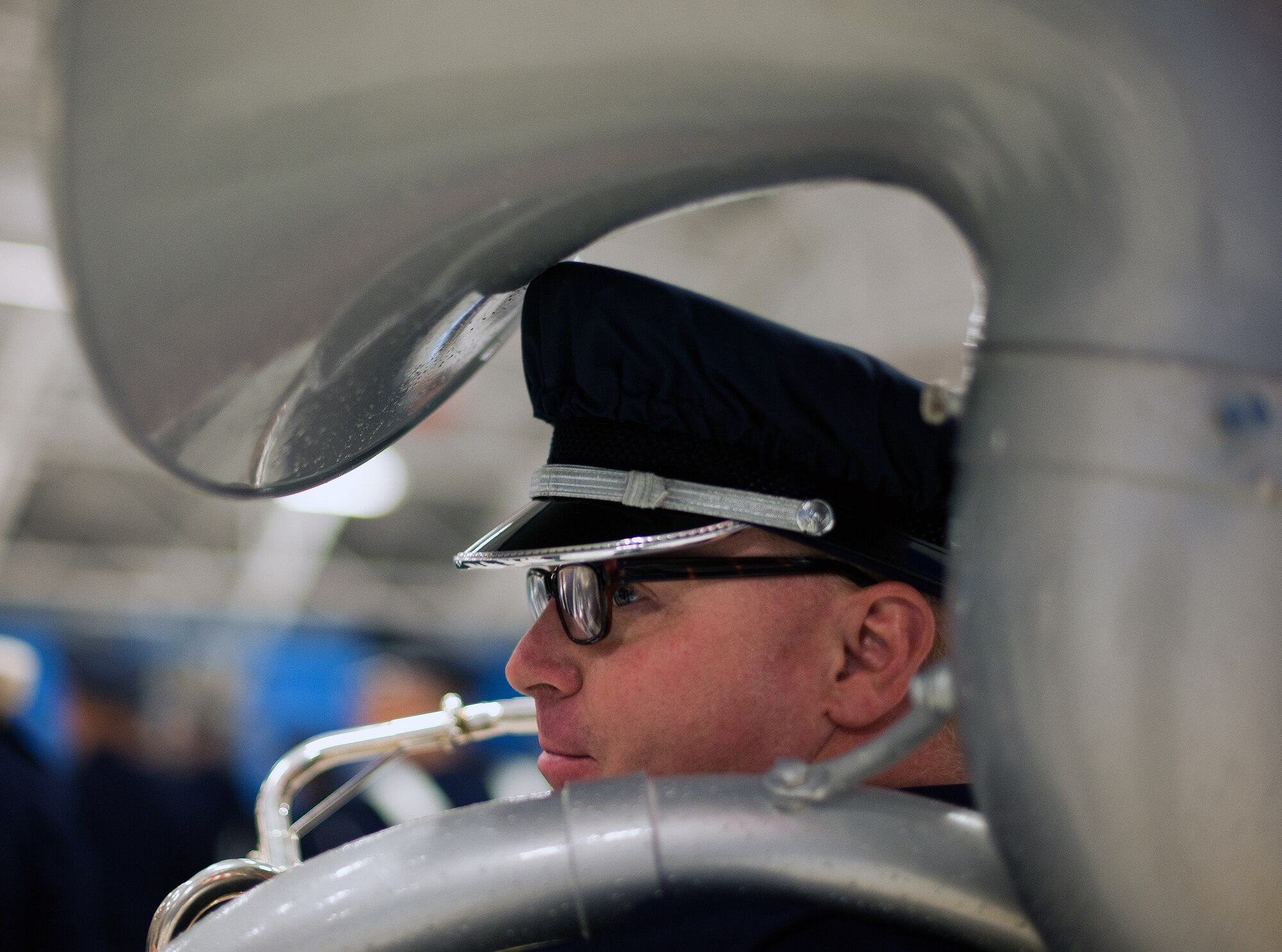 The U.S Air Force Band practices for the 57th Presidential Inaugural Parade Jan. 10, 2013, at Joint Base Andrews, Md. Appoximately 15,000 military personnel from 133 units will be participating in the parade January 21, 2013. (U.S. Air Force Photo/Staff Sgt. Perry Aston)