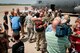 Friends and family members welcome home a dozen members of the 123rd Special Tactics Squadron on the flight line of the Kentucky Air National Guard Base in Louisville, Ky., May 5, 2012. The Airmen spent six months in Afghanistan in support of Operation Enduring Freedom. (U.S. Air Force photo by Senior Airman Maxwell Rechel)