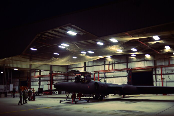 A U-2S Dragon Lady prepares to taxi from the Beale Air Force Base flightline Jan. 8, 2013. While the first U-2 was built in 1955, the aircraft has evolved over the nearly 60 years it’s been in service. The current model U-2S models were built in the late 1980s and are over 30 percent larger than the original U-2A.  (U.S. Air Force photo by Airman 1st Class Drew Buchanan/Released)