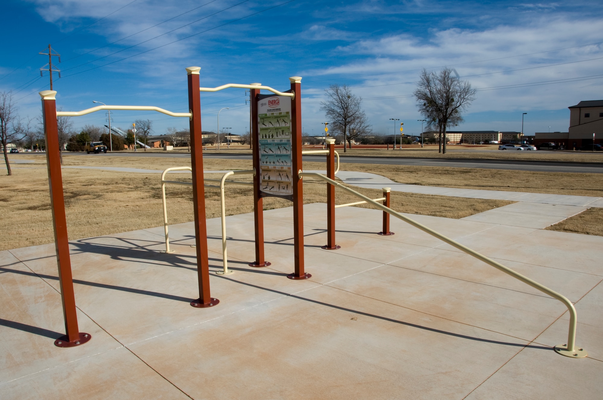 The new Sheppard Air Force Base Par Course officially opened in Nov., 2012.  The fitness course is designed with families in mind. (U.S. Air Force photo/Frank Carter)