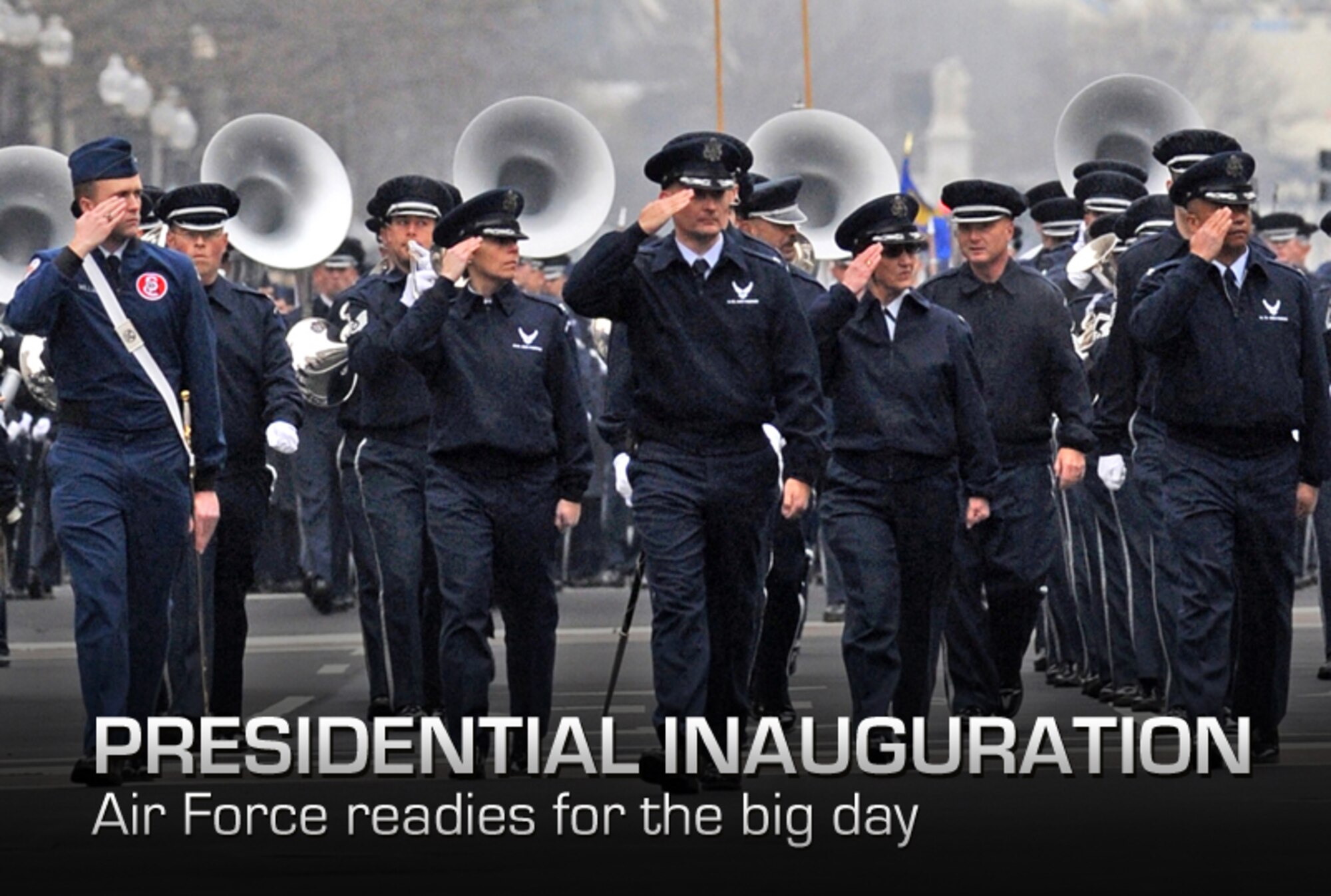 The United States Air Force Band marches along Pennsylvania Ave. during the inauguration practice January 13, 2012 in Washington D.C. Department of Defense photo by EJ Hersom