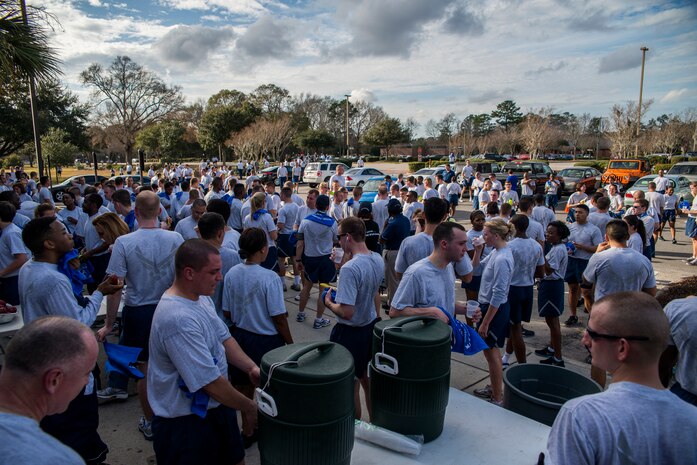 Participants gather in front of the  fitness center before the Martin Luther King Jr. Day 5k Run Jan. 11, 2013, at Joint Base Charleston – Air Base, S.C. (U.S. Air Force photo/Senior Airman George Goslin )