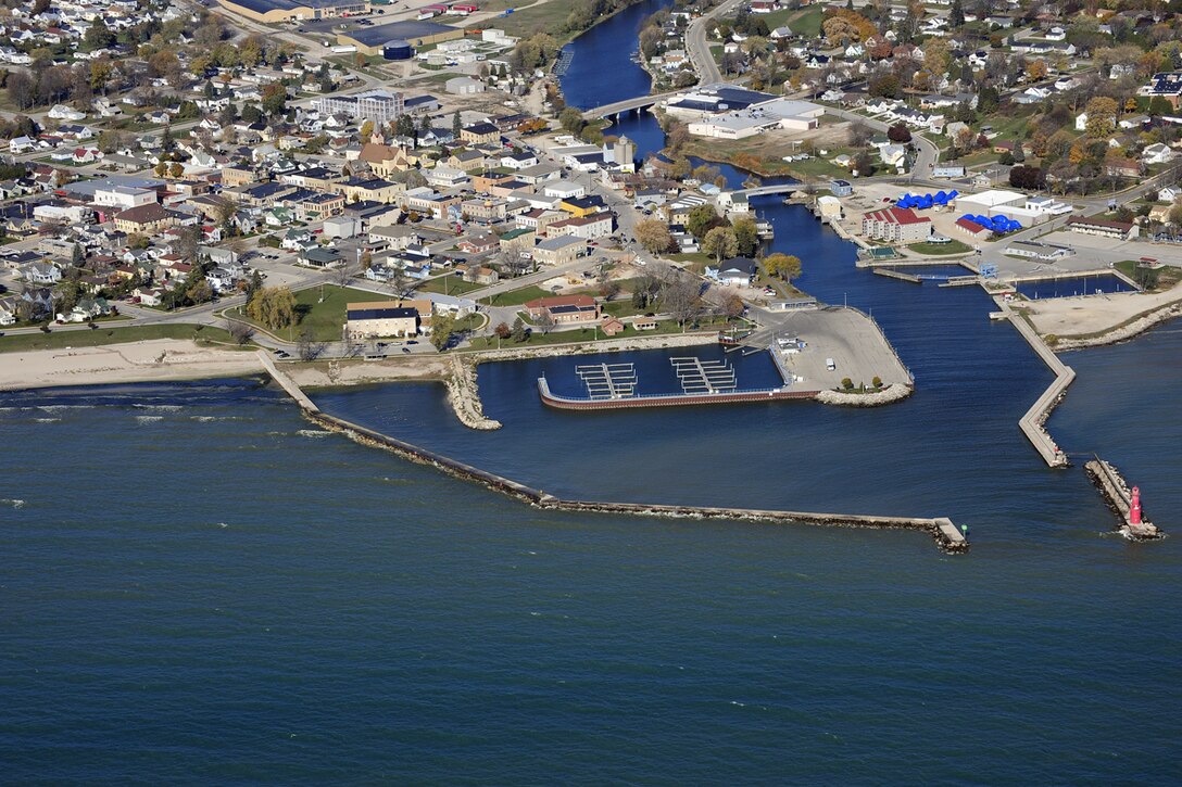 An aerial view of Algoma Harbor, WI
