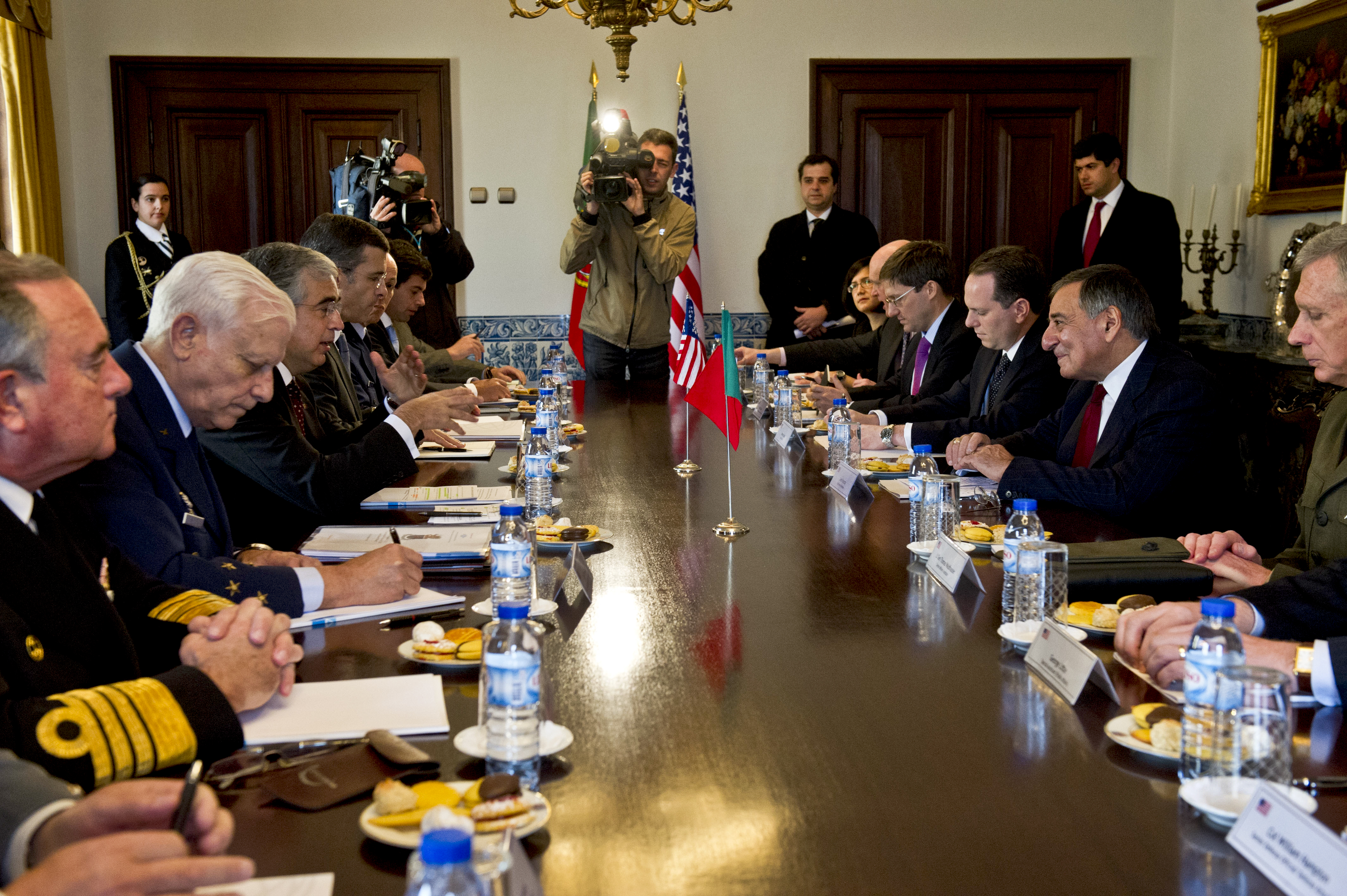 U S Defense Secretary Leon E Panetta Meets With Portuguese Defense Minister Jose Pedro Aguiar Branco In