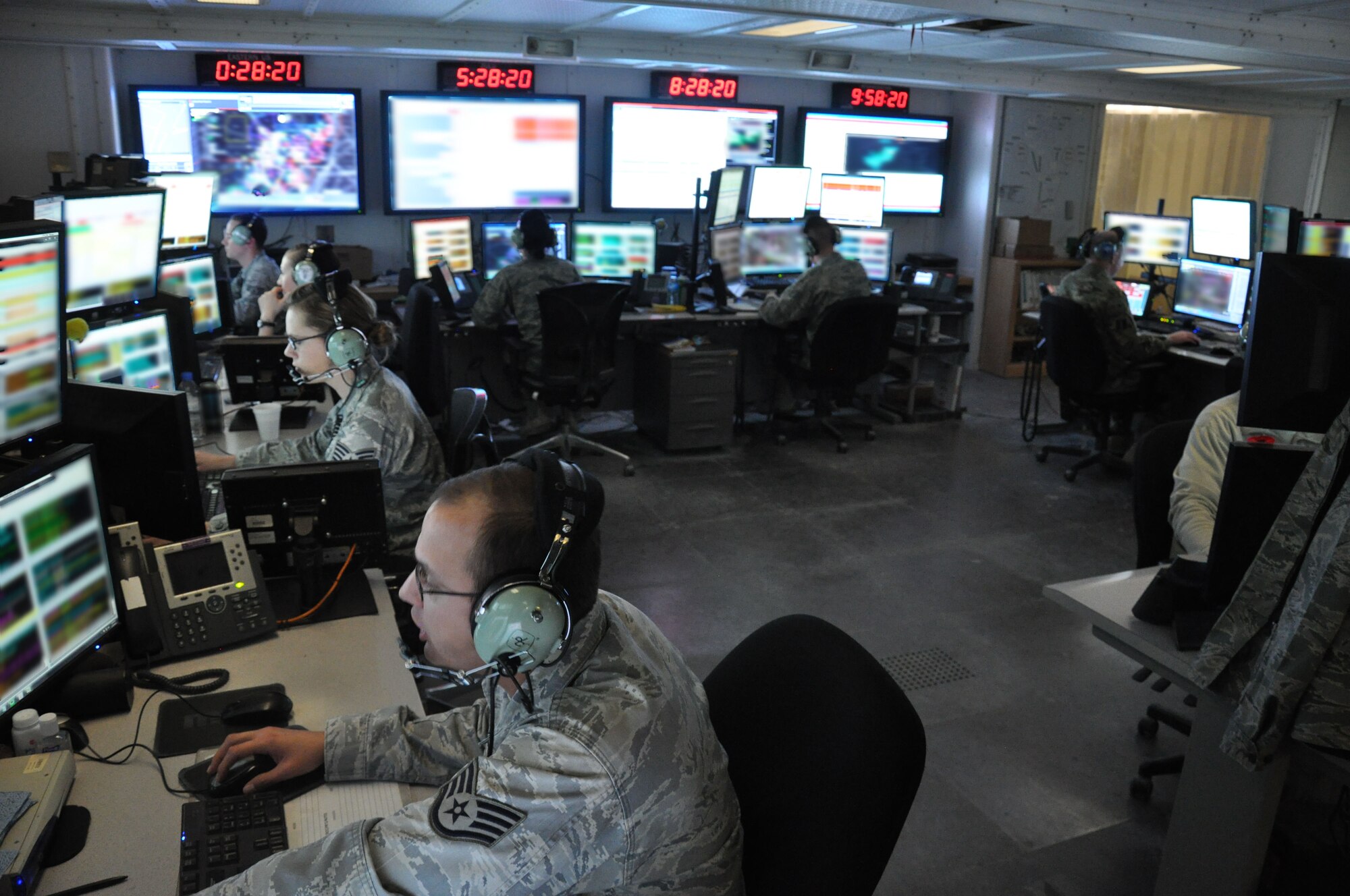 The 71st Expeditionary Air Control Squadron monitors airspace throughout the coalition area of responsibility in Southwest Asia and serve as a failsafe measure for other forward air monitoring services. The outgoing rotation is the final group of air surveillance professionals from Aviano Air Base, Italy, and will return home soon. (U.S. Air Force photo/Master Sgt. Christian Michael)