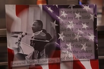 The image of the Rev. Martin Luther King Jr. sits at the entrance of a mess hall where 2nd Marine Logistics Group’s MLK prayer breakfast was held aboard Camp Lejeune, N.C, Jan. 17, 2013. The group chaplain’s office hosted the breakfast to commemorate King’s legacy of equality and diversity in America and to stay committed to the Marine Corps’ core values of the Marine Corps. 