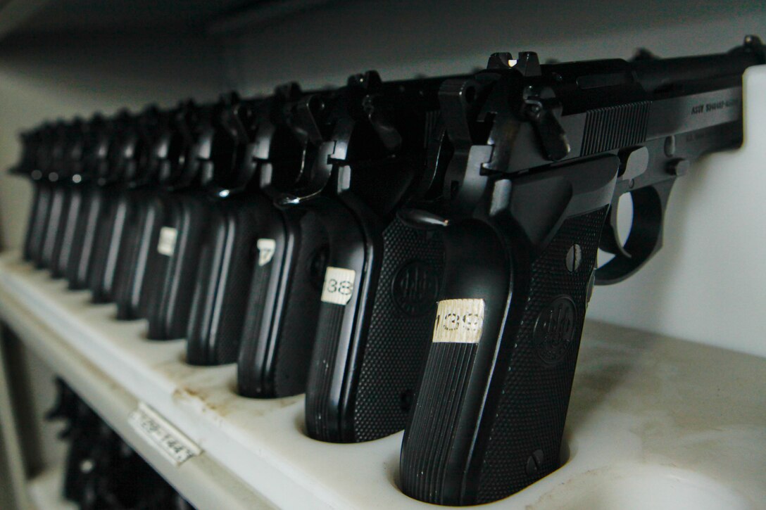 Marine Aircraft Group 31 alone has more than 200 pistols, which is just one type of firearm the armory holds accountability for. Ranging from M-249 to bayonets, the small-arms repair technicians must ensure all gear is present, maintained and accounted for.  