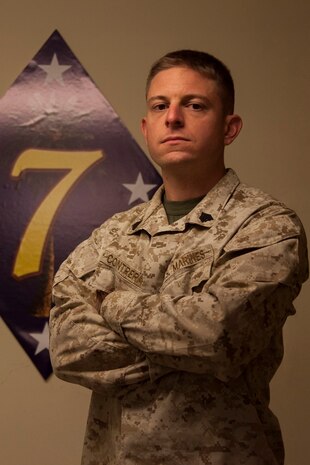 Sergeant Christopher R. Contreras, a computer and telephone repairman, is currently deployed with Regimental Combat Team 7 to Helmand province, Afghanistan, in support of Operation Enduring Freedom. Contreras, a 26-year-old native of Novato, Calif., never passes up an opportunity to lead his Marines by example while serving as the assistant tech chief for RCT-7â€™s communication electronics maintenance section.