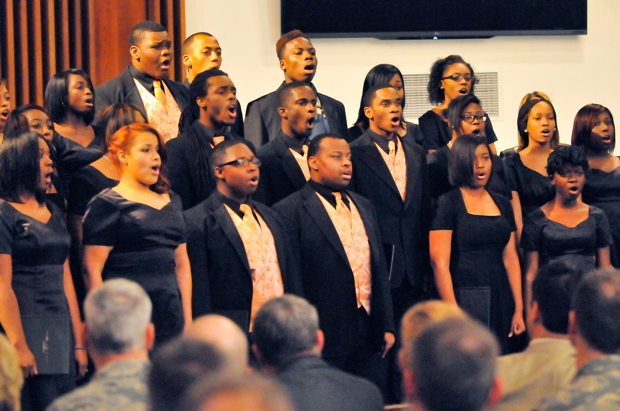 The Central High School Chorus sing "Soon Ah Will Be Done" during the Dr. Martin Luther King, Jr. commemorative service, "Celebrating Diversity in the Legacy of Dr. King", Jan. 17 at Robins Chapel. (U. S. Air Force photo/Sue Sapp)