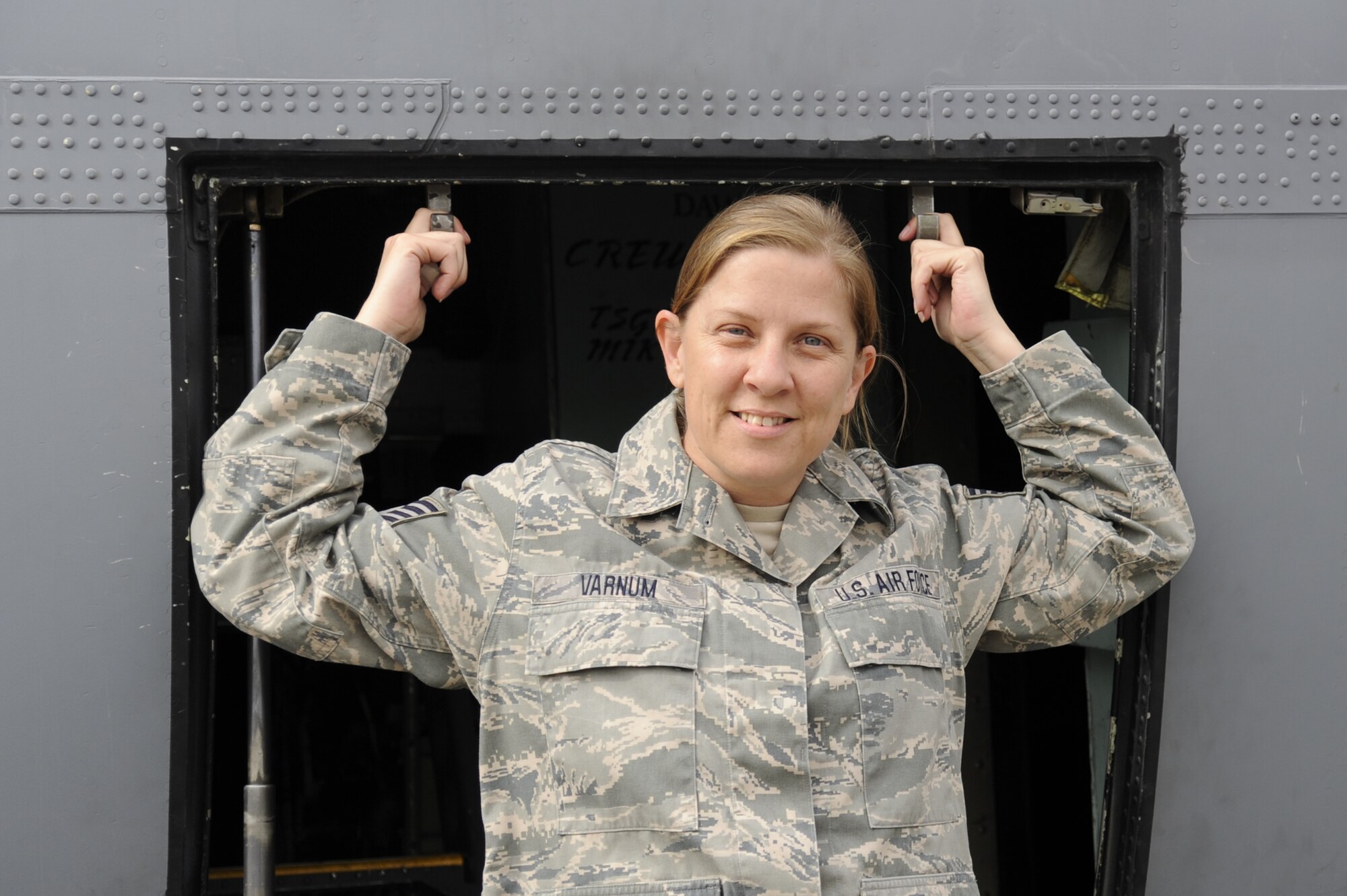 Technical Sgt. Rebecca Varnum, 386th Expeditionary Aircraft Maintenance Squadron, performs her duty as an avionics guidance and control technician at an undisclosed deployed location in Southwest Asia on Jan. 18, 2013.  Varnum was awarded this weeks “Rock Solid Warrior” designation by the 386 Air Expeditionary Wing.  (U.S. Air Force photo by Staff Sgt. Austin Knox)