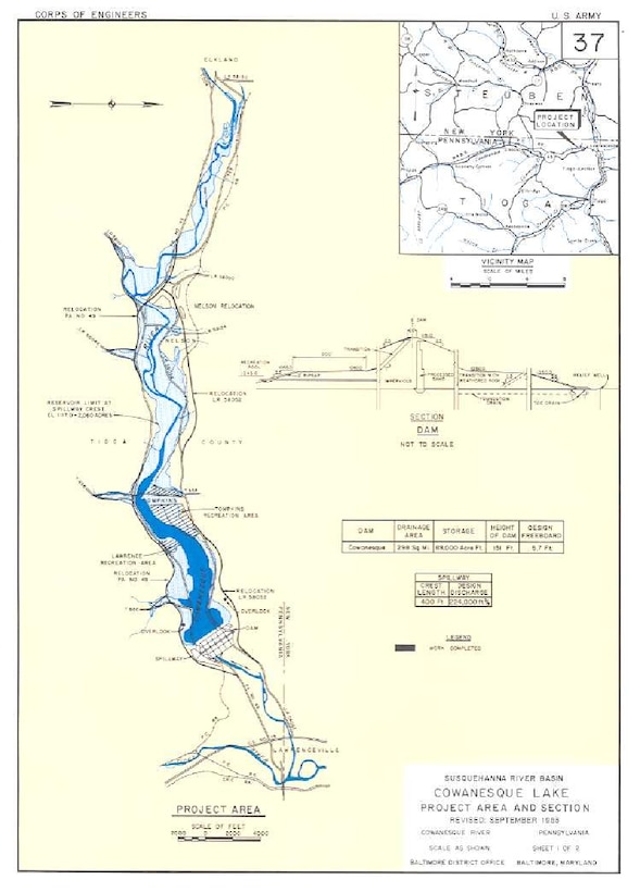 Map of Cowanesque Lake.