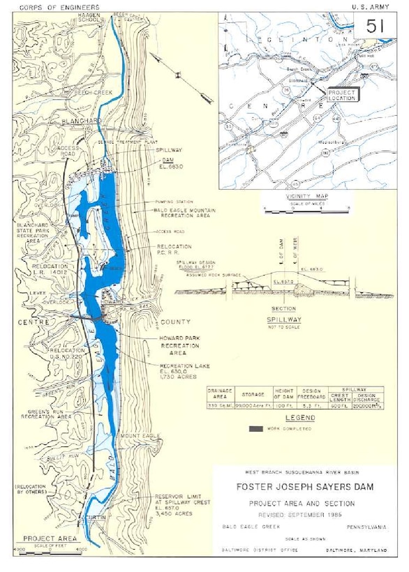 Map of Foster J. Sayers Dam.