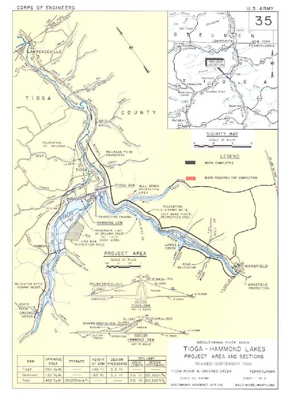 Map of Tioga-Hammond Lakes.