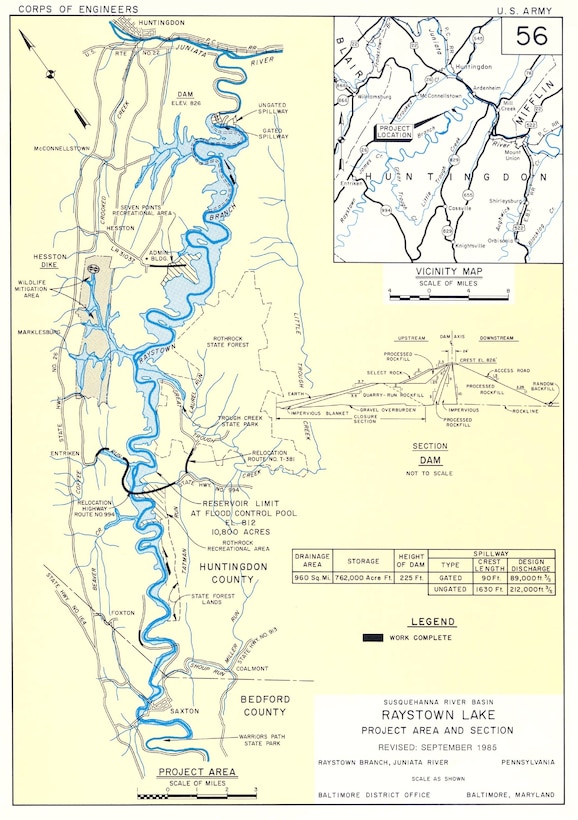 Map of Raystown Lake.