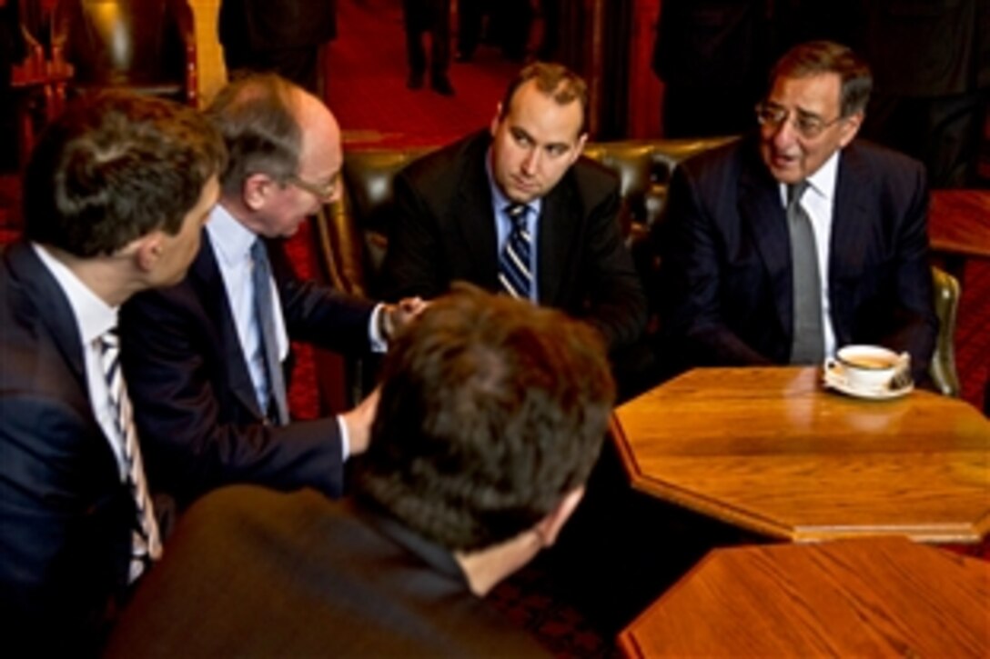 U.S. Defense Secretary Leon E. Panetta meets with members of Parliament in London, Jan. 18, 2013. Panetta is on a six-day trip to Europe to visit with defense counterparts and troops.
