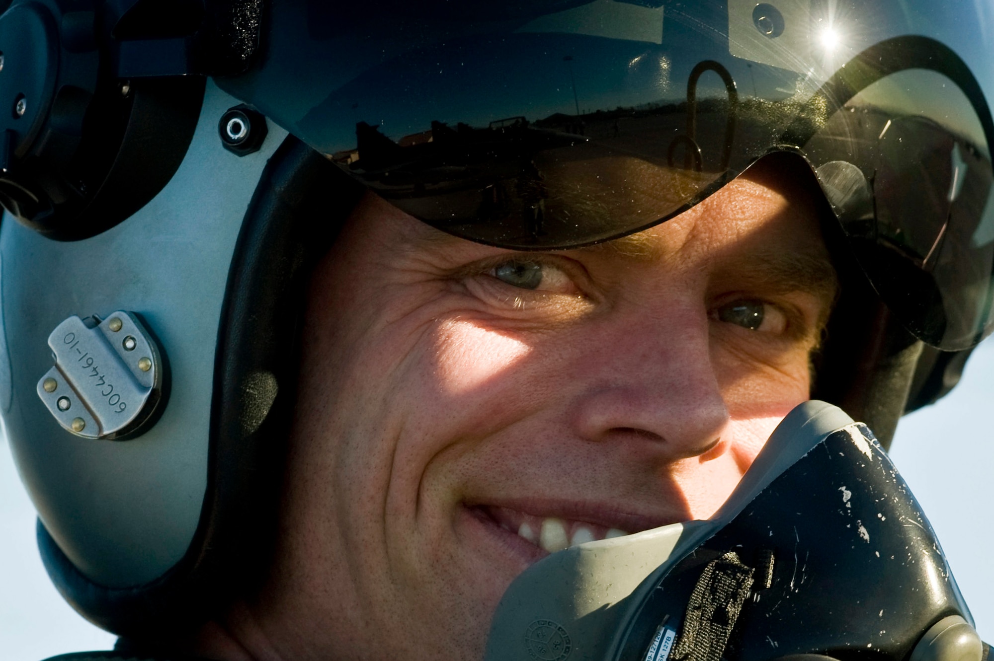 A 172nd Fighter Reconnaissance Squadron pilot from Ronneby, Sweden, smiles after arriving at Nellis Air Force Base, Nev., to participate in RED FLAG 13-2 Jan. 17, 2013. Red Flag is a realistic combat training exercise involving the air forces of the United States and its allies. (U.S. Air Force photo by Senior Airman Daniel Hughes)
