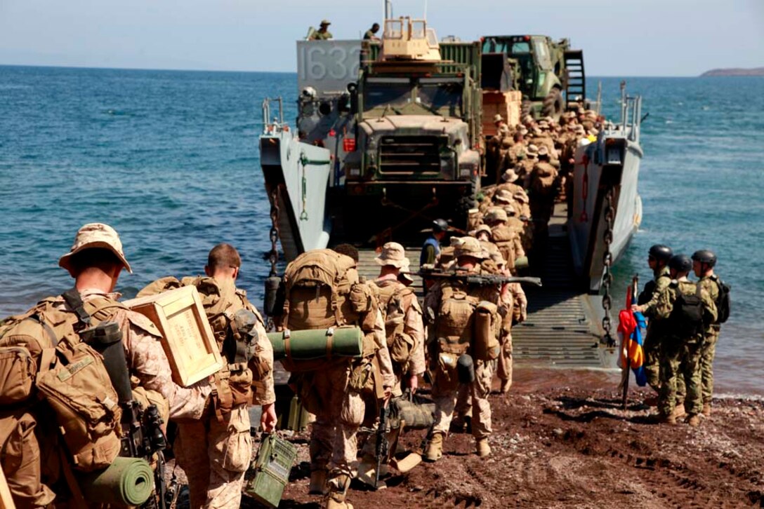 Exercise Amitie, which is French for friendship exercise, is a multinational training exercise designed to increase interoperability, enhance mutual capabilities and support a sustained presence in the region. During Amitie, elements from the 15th MEU participated in a three-day mounted patrol, land and water obstacle courses, aviation-related evolutions and joint planning. The training was led by the French 5th Marine Regiment and included elements from the 15th Marine Expeditionary Unit, French Foreign Legion, U.S. Army, U.S. Air Force and Djiboutian military. The 15th MEU is deployed as part of the Peleliu Amphibious Ready Group as a U.S. Central Command theater reserve force, providing support for maritime security operations and theater security cooperation efforts in the U.S. 5th Fleet area of responsibility. (U.S. Marine Corps photo by Cpl. John Robbart III)