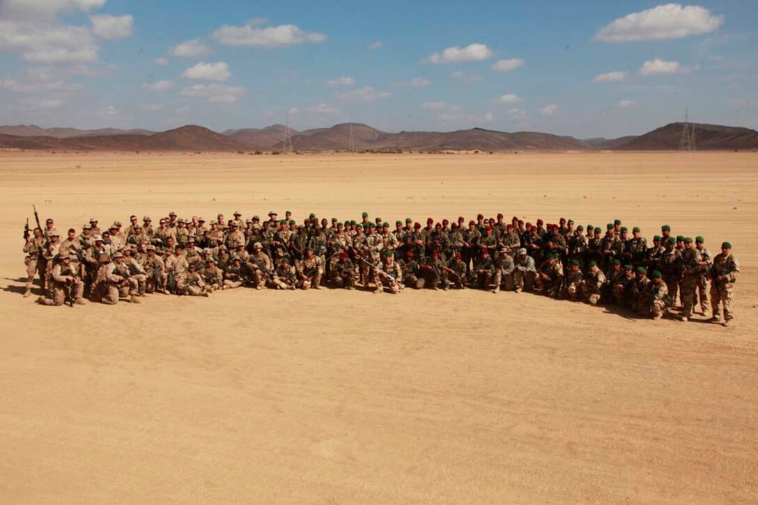 Exercise Amitie, which is French for friendship exercise, is a multinational training exercise designed to increase interoperability, enhance mutual capabilities and support a sustained presence in the region. During Amitie, elements from the 15th MEU participated in a three-day mounted patrol, land and water obstacle courses, aviation-related evolutions and joint planning. The training was led by the French 5th Marine Regiment and included elements from the 15th Marine Expeditionary Unit, French Foreign Legion, U.S. Army, U.S. Air Force and Djiboutian military. The 15th MEU is deployed as part of the Peleliu Amphibious Ready Group as a U.S. Central Command theater reserve force, providing support for maritime security operations and theater security cooperation efforts in the U.S. 5th Fleet area of responsibility. (U.S. Marine Corps photo by Cpl. John Robbart III)