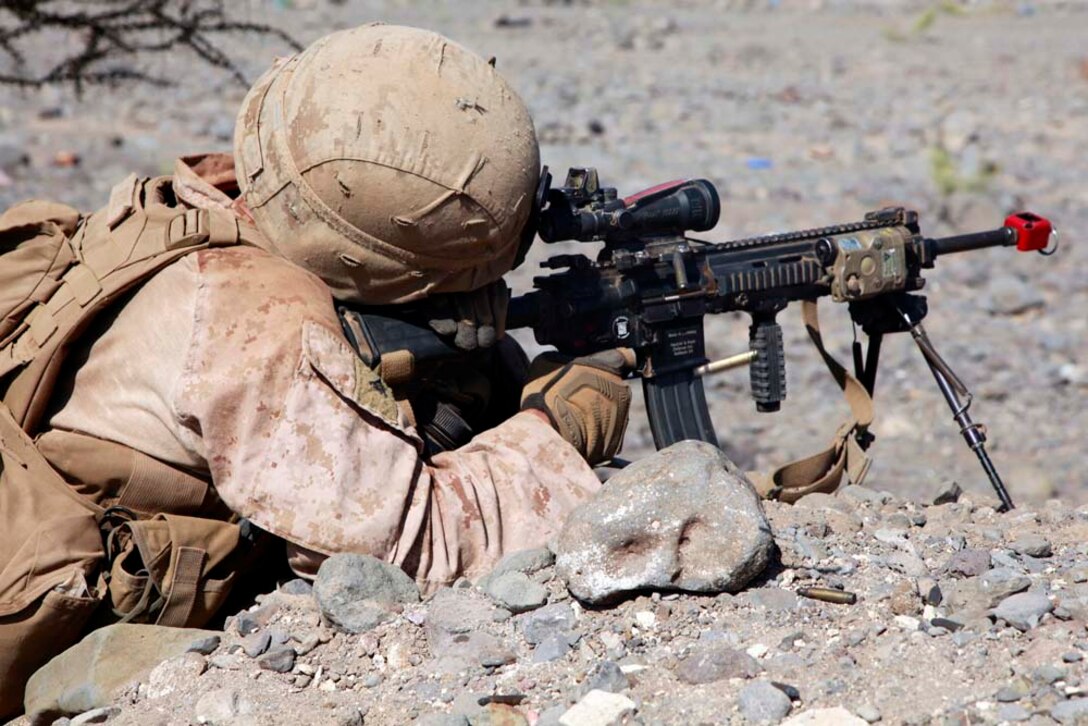 Exercise Amitie, which is French for friendship exercise, is a multinational training exercise designed to increase interoperability, enhance mutual capabilities and support a sustained presence in the region. During Amitie, elements from the 15th MEU participated in a three-day mounted patrol, land and water obstacle courses, aviation-related evolutions and joint planning. The training was led by the French 5th Marine Regiment and included elements from the 15th Marine Expeditionary Unit, French Foreign Legion, U.S. Army, U.S. Air Force and Djiboutian military. The 15th MEU is deployed as part of the Peleliu Amphibious Ready Group as a U.S. Central Command theater reserve force, providing support for maritime security operations and theater security cooperation efforts in the U.S. 5th Fleet area of responsibility. (U.S. Marine Corps photo by Cpl. John Robbart III)