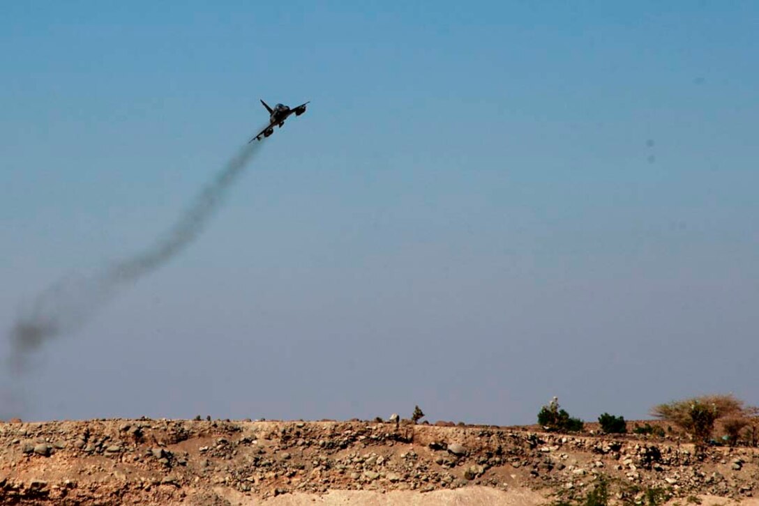 Exercise Amitie, which is French for friendship exercise, is a multinational training exercise designed to increase interoperability, enhance mutual capabilities and support a sustained presence in the region. During Amitie, elements from the 15th MEU participated in a three-day mounted patrol, land and water obstacle courses, aviation-related evolutions and joint planning. The training was led by the French 5th Marine Regiment and included elements from the 15th Marine Expeditionary Unit, French Foreign Legion, U.S. Army, U.S. Air Force and Djiboutian military. The 15th MEU is deployed as part of the Peleliu Amphibious Ready Group as a U.S. Central Command theater reserve force, providing support for maritime security operations and theater security cooperation efforts in the U.S. 5th Fleet area of responsibility. (U.S. Marine Corps photo by Cpl. John Robbart III)