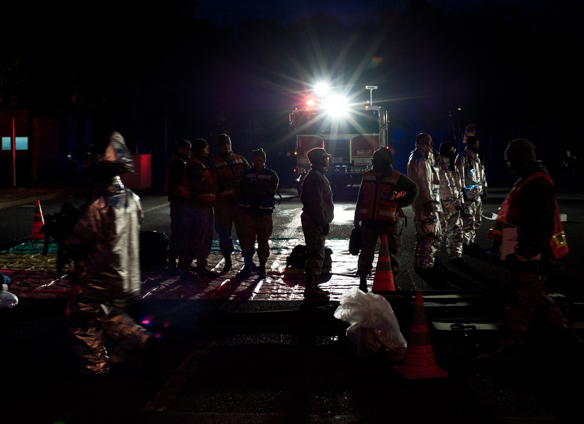 YOKOTA AIR BASE, Japan -- First responders from the 374th Medical Group practice their response skills during an Emergency Management Exercise at Yokota Air Base, Japan, Jan. 22, 2013. The EME required a coordinated effort from units operating at Yokota and prepare service members for possible real-world crises. (U.S. Air Force photo by Senior Airman Cody H.  Ramirez)