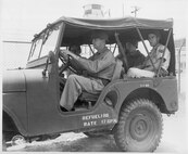 North Carolina Air National Guard, NCANG, 263rd Combat Communications Squadron, 263rd CBCS, 263rd Mobile Combat Communications Squadron, 263rd MCCS,  Approximately 1959, Henderson, North Carolina "Strike Duty," Left to Right, #1 Frederick R. Keith, #2 Samuel Ingram (driver), #3 Thomas P. Hildreth, #4 Samuel A. Treadaway  (Photo by NCANG Heritage Program)