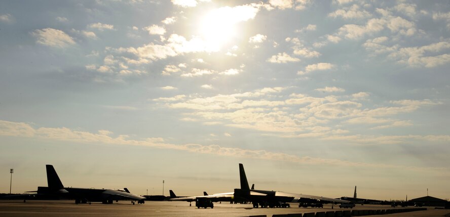 B-52H Stratofortress bombers undergo pre-flight checks on the flightline on Barksdale Air Force Base, La., Jan. 22. Vital maintenance keeps Barksdale's bomber fleet in top shape and prepared to fulfill any mission ranging from delivering precision munitions to the battlefield or providing a nuclear deterrent. (U.S. Air Force photo/Airman 1st Class Andrew Moua)